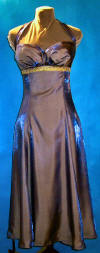 goddess starlet pinup dress with halter gold trim and abalone buckle 